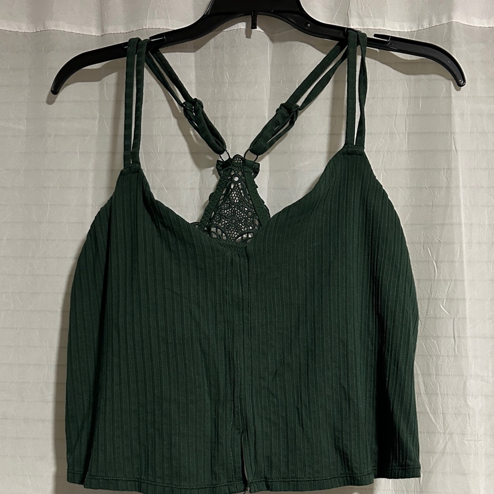 Aerie Deep Green Lace-Back Camisole